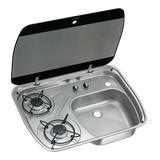 2 Burner Stove with sink 55 Cm مغسلة مع طباخ