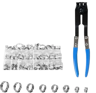 Single Ear Hose Clamps Set and  Plier مجموعة مشابك الخرطوم مع كماشة