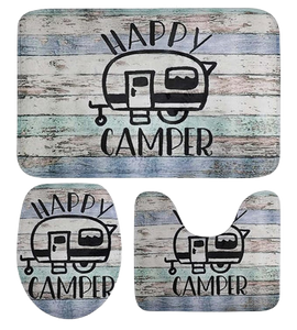 Happy Campers Bathroom Rugs Sets 4 with Shower Curtain طقم دورة الماء