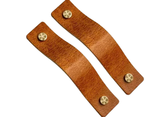 Leather Drawer Pulls brown مقبض درج جلدي