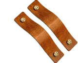 Leather Drawer Pulls brown مقبض درج جلدي