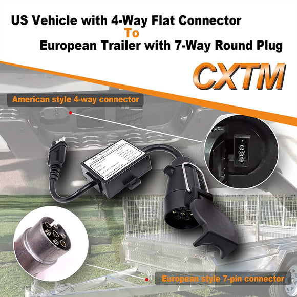 US Vehicle 4-Way Flat To European Trailer 7-Way وصلة كرفان اوربي